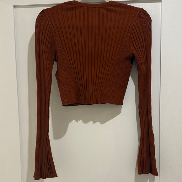 ba&sh Women's Rust Ribbed Crop Top - Picture 2 of 2